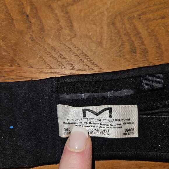 Maidenform Black Strapless Underwire Bra Size 36C Excellent Condition - Picture 3 of 6